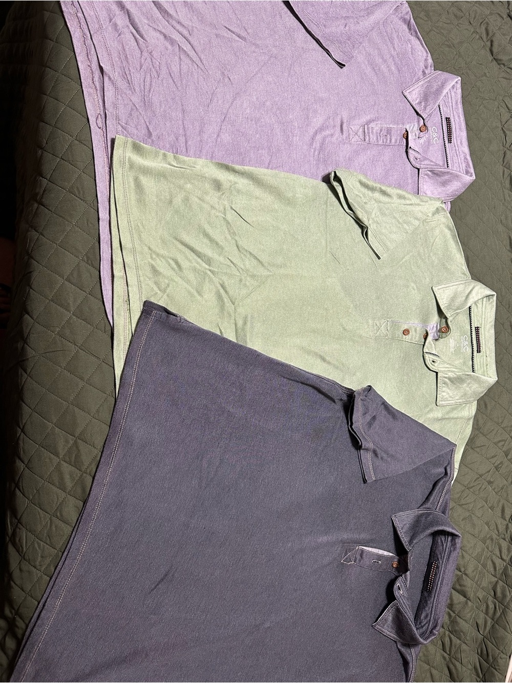C&C California Polo Trio in Lavender, Mint (green), and Slate (grey) (Lot of 3)